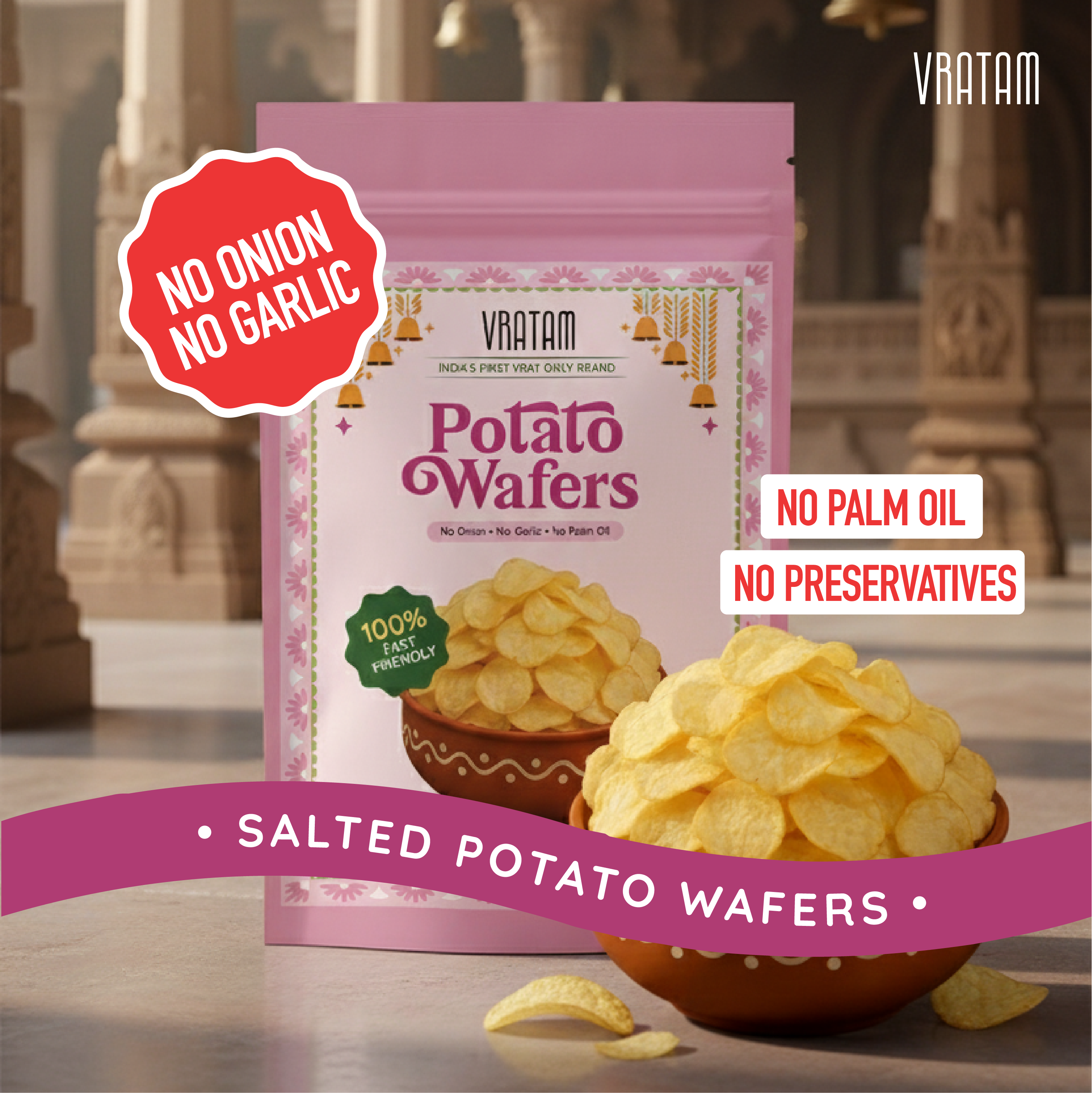 Family Vrat Combo - Pack of 6 | Mixed Bag of Falhari Mixture (190gx2), Banana Chips (60gx2), & Potato Wafers (60gx2)