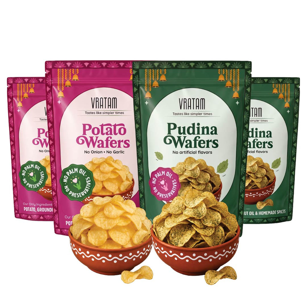 Combo- Pack of 4 | Pudina Wafers (60gx2) + Potato Wafers (60gx2)