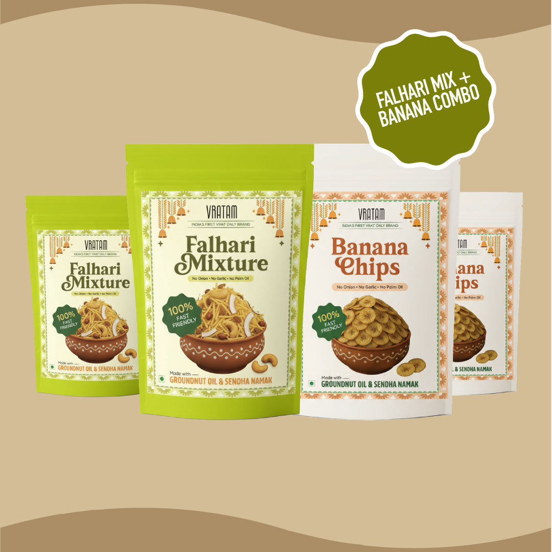 Classic Vrat Duo - Pack of 4 | 2x Banana Chips (110g) & 2x Falhari Mixture (110g)