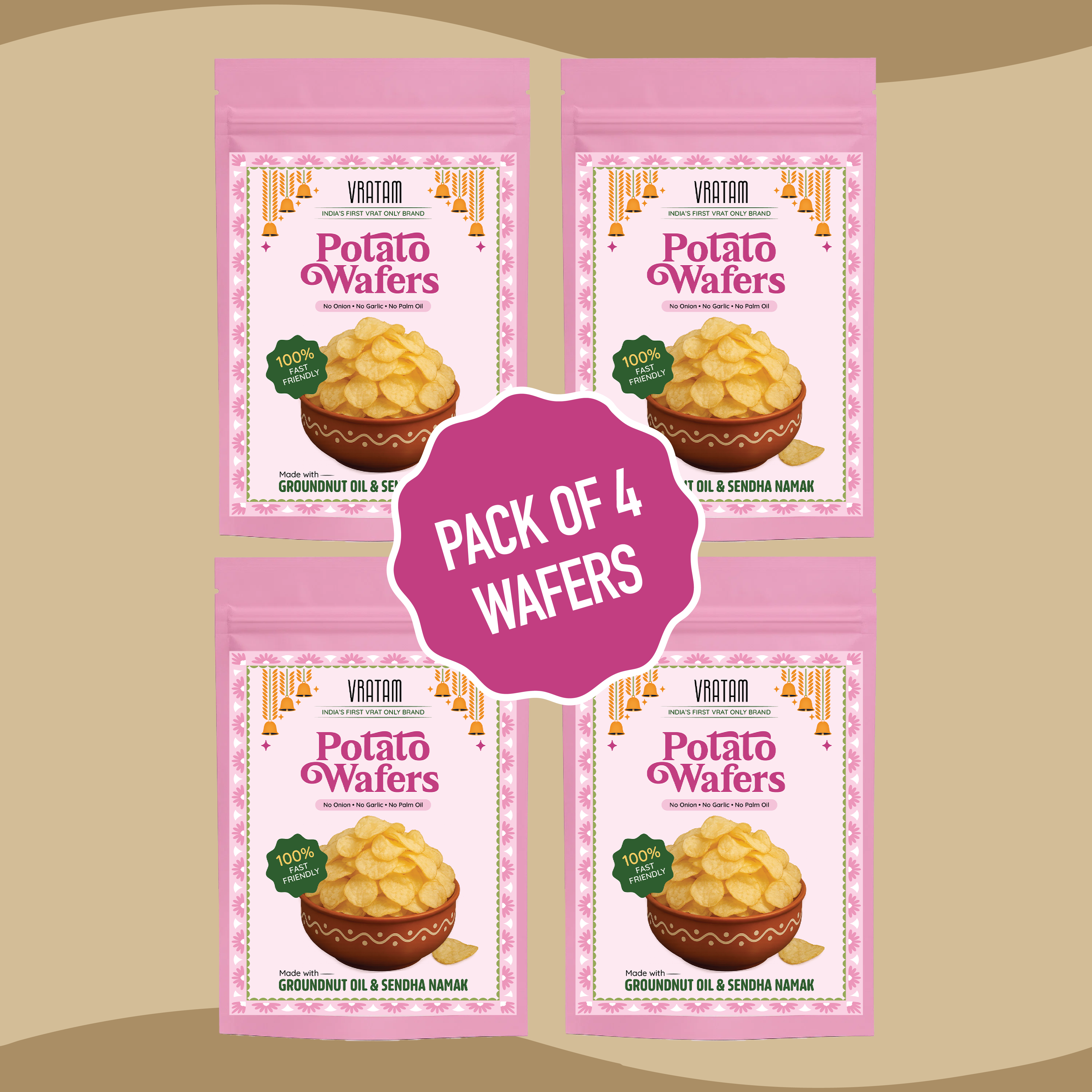 Potato Wafers Family Combo - Pack of 4 (Small) | 60g Each